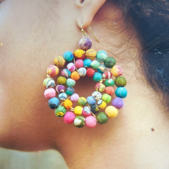 Concentric Kantha Earrings - Picture 2 of 2